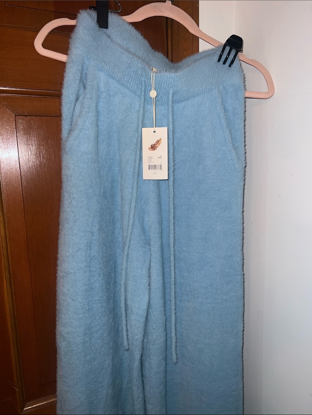 Chelsea And Violet Fuzzy Knit Wide-Leg Pants-Light Blue